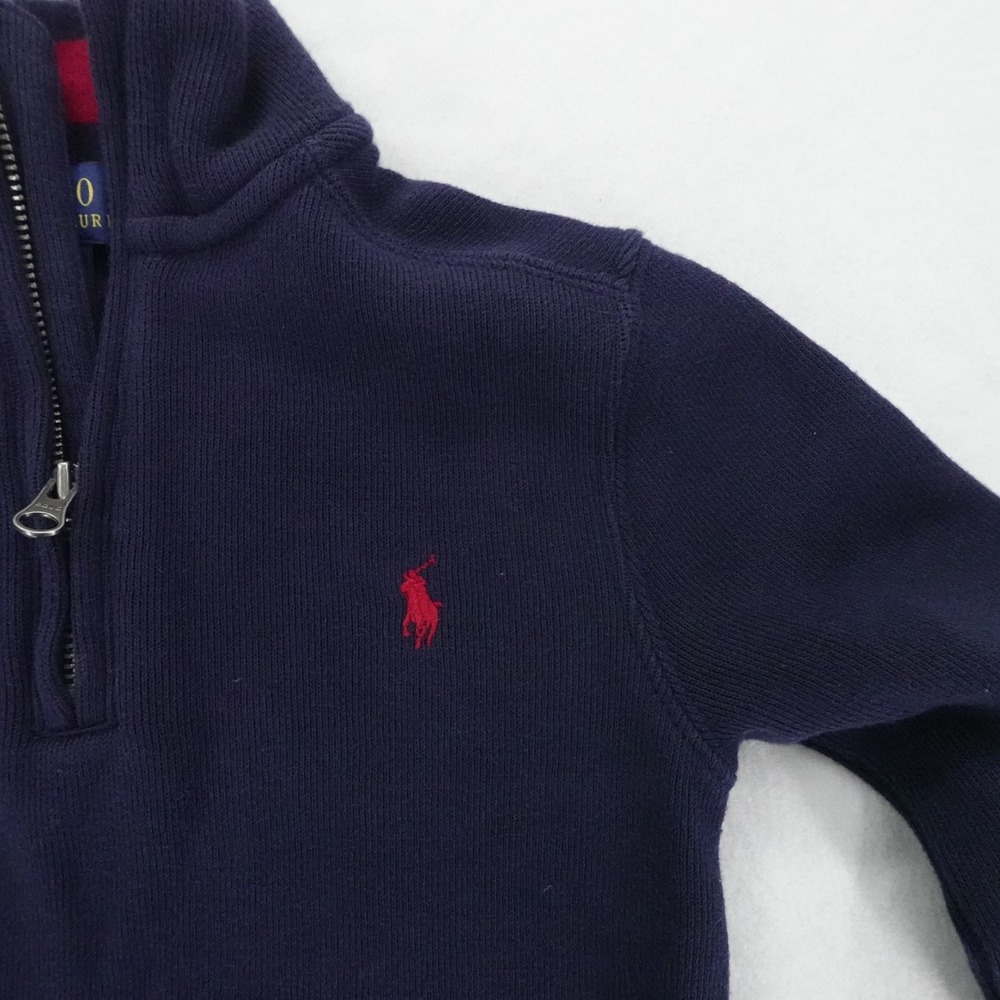 Polo Ralph Lauren Pullover Boys 5 Navy Quarter Zip Sweatshirt Logo Preppy